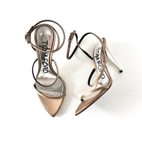 NIB Tom Ford Flesh Satin Strappy Pointed Toe High Heeled Sandals 36.5 - Picture 1 of 10